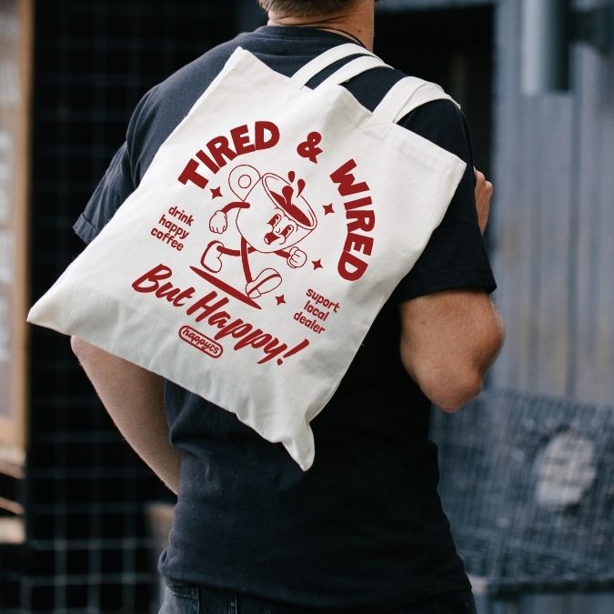 Tote Bag  TIRED & WIRED CRUDO